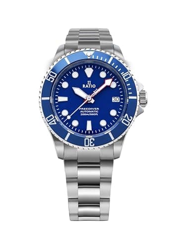 Image of RATIO FreeDiver Sapphire Crystal Diver Watch Japanese Automatic Dive Watch 200m Water Resistant Diving Watch for Men (Blue)