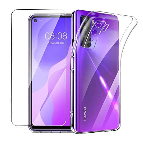 Image of KP TECHNOLOGY Huawei P40 Lite 5G Clear Case, Anti-Scratch Shock Absorption Ultra Slim Protective Phone Case Cover with Tempered Glass Screen Protector