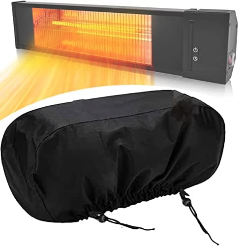 Image of Universal Wall-Mounted Patio Heater Cover-420D Black Oxford Waterproof Dustproof Electric Infrared Heater Covers for Indoor Outdoor Garage Backyard Hanging Patio Heaters