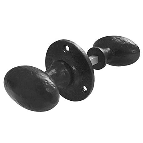 Image of Oval Rim Door Knob Set - Black Antique