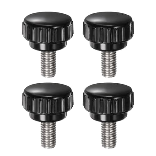 Image of sourcing map 4pcs Knurled Clamping Knobs M8 x 16mm Metric 304 Stainless Steel Male Thread Thumb Screw on Type 25mm Plastic Round Head Threaded Hand Bolt Stud Knobs Black