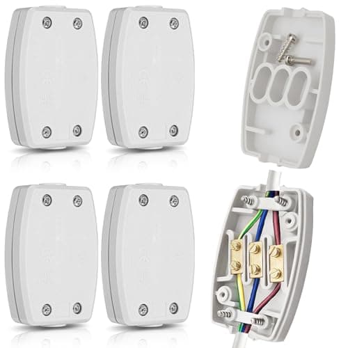 Image of 4 Pcs 3 Terminal Electrical Cable Junction Box 13amp 250v Flex Connector 3 Core Cable Joiner Black Cable Connectors for Indoor Lighting,Power,Wirin(White)