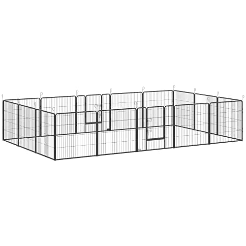 Image of PawHut Dog Pen 16 Panels Puppy Pen Heavy Duty Pet Playpen for Indoor Outdoor for Dogs, Rabbits, Ducks 80cm High