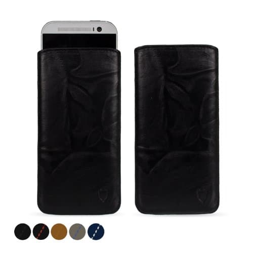 Image of MediaDevil HTC One M8 Leather Pouch Case with Pull-Tab (Black) - Artisanpouch