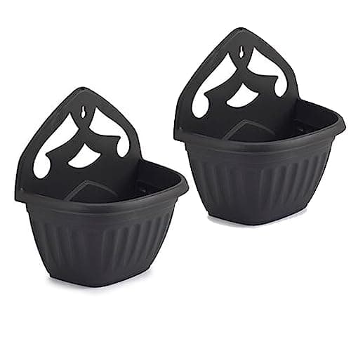 Image of ZARVICZONIA Planters Pots - Wall Mounted for Plants and Flowers (Pack of 1, 2, 3, 4, 5) (Black (Pack of 2))