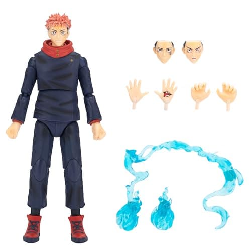 Image of Total Anime Jujutsu Kaisen Yuji Itadori - 6.5-Inch Figure with Swappable Faceplates, Alternate Hands, and Energy Effects