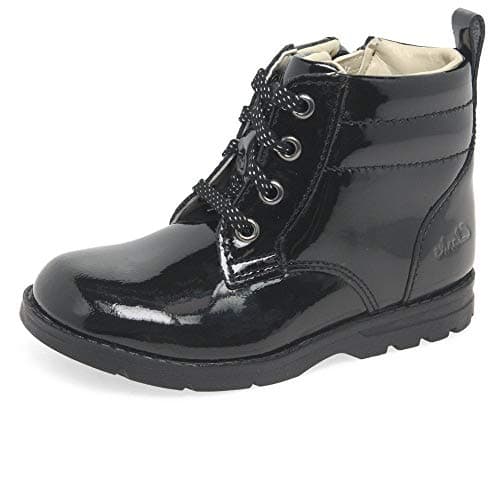 Image of Clarks Dabi Lace T Girls First Boots 4 UK Child Black Patent