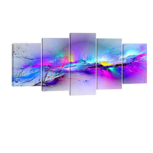 Image of Wieco Art 5 Pcs Changing Colors Canvas Print for Paintings Artwork Modern Canvas Wall Art for Home and Office Decor