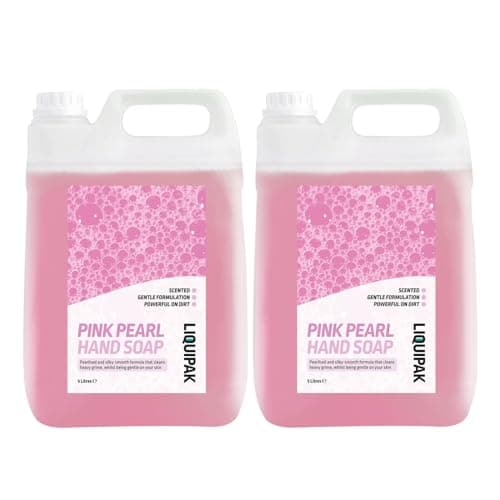 Image of Liquipak - Pink Hand Wash, Liquid Soap 2x5L | Pearlised Hand Soap Refill, Smooth, Gentle on the skin - For Washrooms, Hotels, Factories, Office, Private homes 2x5L