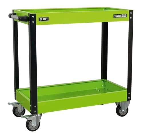 Image of Sealey Cx109Hv Workshop Trolley 2-Level Heavy-Duty - Hi-Vis Green