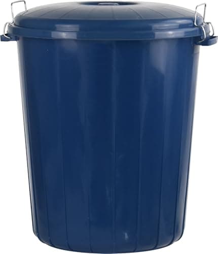 Image of LAVV HOUSEWARES LTD 50L Large Plastic Outdoor Garden Waste Rubbish Dust Bin with Locking Lid Blue