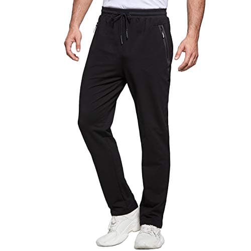 Image of JustSun Tracksuit Bottoms Mens Joggers Slim Fit Jogging Bottoms Sports Trousers Running Gym Sweatpants with Zip Pockets Cotton Black XL