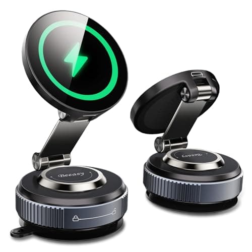 Image of Beeasy for Magsafe Car Mount Charger, [Vacuum Suction Cup] 360° Adjustable 15W Fast Charging Magnetic Wireless Car Charger for Dashboard, Magnetic Car Mount for Phone 17/16/15/14/13/12 Series
