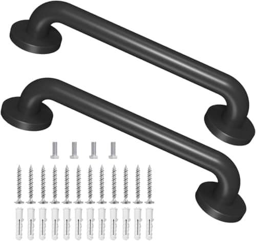 Image of Metal Industrial Stairs Grab Wall Handrail Staircase Steps Indoor Exterior Outdoor Deck Hand Safety Grab Bar (16in 2 Pack)