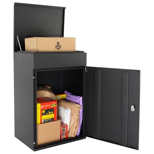Image of Burg Wachter Outdoor Wall Mounted Large Secure Parcel Delivery Box, Black