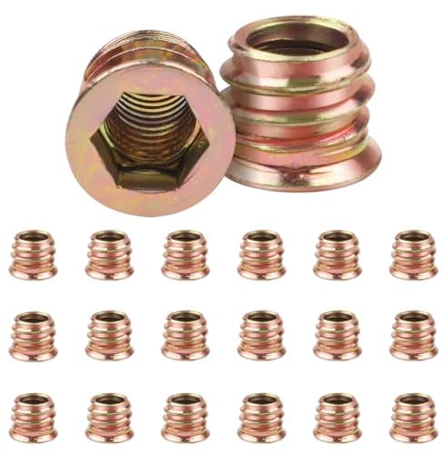 Image of 20Pcs M6 (6mm) X 10mm Threaded Inserts for Wood, Jeboler Insert Hex Socket Nuts M6 Flanged Socket Nut, Zinc Plated Carbon Steel Hex Drive Head Nut for Wood Furniture