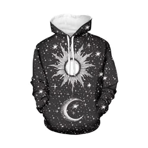 Image of WELLFLYHOM Womens Sweatshirts Pullover Hoodies Teens Sportwear Fall Tops, 0 Moon Star and Sun, XL