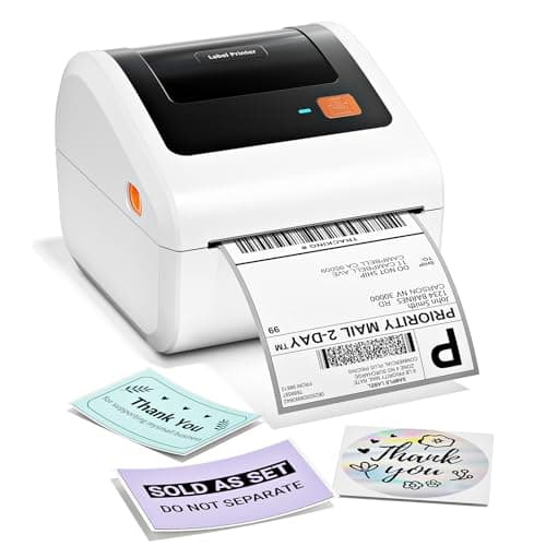 Image of Phomemo Bluetooth Thermal Shipping Label Printer, D450BT Thermal Label Printer 4x6 for Small Business, Postage Package, Address, Compatible with Compatible with Amazon, Tiktok, Shopify, ebay (White)