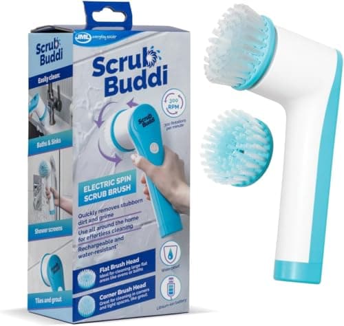 Image of JML Electric Cleaning Brush - Cordless Power Scrubber with 2 Attachments, Electric Scrubber, Rechargeable, 300rpm Scrubbing Brush for Quick and Easy Cleaning of Bathrooms and Surfaces - Scrub Buddi
