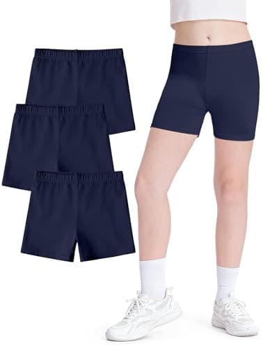 Image of Witwot 3 Pack Girls Cycling Shorts Cotton Short for Teens Kids Dance Bike Navy, 9-10Years, Tag 140