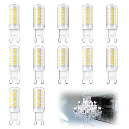 Image of 3.5W G9 LED Bulbs 12pcs, Cool White Capsule Bulbs, 400 LM 3000K Pure White Light, 220-240V No Flicker, PC Lampshade Ceramic Base, 360° Beam Angle, for Kitchen Living Room Bedroom Office