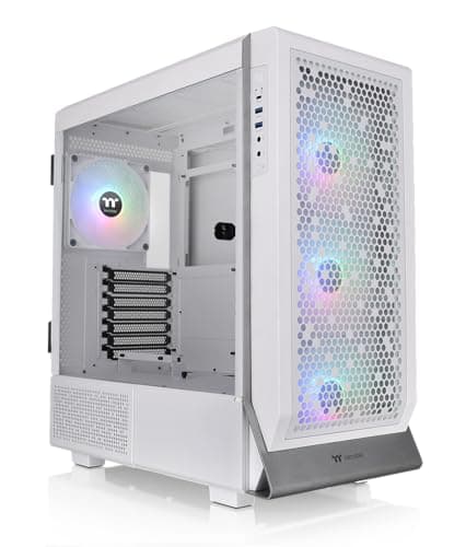 Image of Thermaltake Ceres 500 Snow Edition Mid Tower E-ATX Computer Case with Tempered Glass Side Panel; 4 Preinstalled PWM ARGB Fans; Rotational PCIe Slots & GPU Holder; CA-1X5-00M6WN-00; 3 Years Warranty