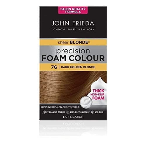Image of John Frieda Sheer Blonde Precision Foam Colour 7G Dark Golden Blonde Hair Dye for Blonde Hair, Non-Drip Permanent Hair Colour, 100% Grey Coverage