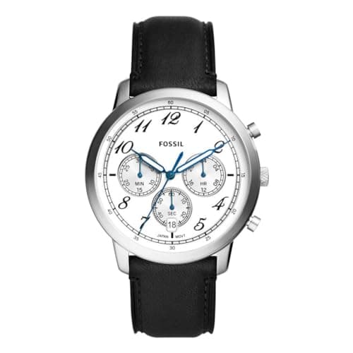 Image of Fossil Neutra Watch for Men, Quartz Chronograph movement with Leather Strap,Black and White