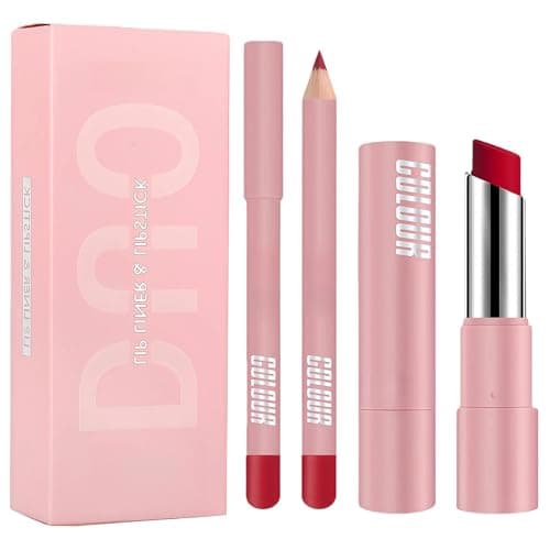 Image of Premium Red Lipstick Lip Liner and Lipstick Set - 2-in-1 Matte Lip Kit for Women with Long Lasting Waterproof and Smudge-Proof Formula, Perfect for Date Night & Parties