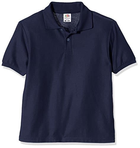 Image of Fruit of the Loom Unisex Kids 65/35 Short Sleeve Polo Shirt, Navy, 14-15 Years (Manufacturer Size:36)