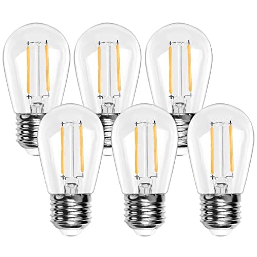 Image of Spacelumen E27 Screw Bulb, S14 Vintage Edison LED Light Bulb, 2W 2700K Warm White Outdoor Light Bulbs Replacement, Pack of 6