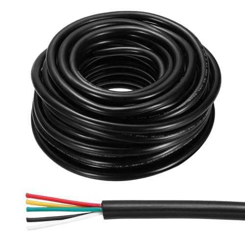 Image of sourcing map 16AWG Electrical Wire 5 Conductors 50FT/15.2m Power Cable Flexible Extension Signal Signal Cable Black for LED Strips Lamps Lighting Power Supply