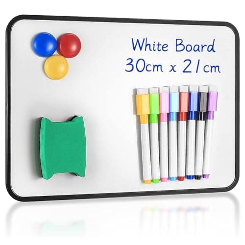Image of Dry Erase Whiteboards, A4 Size Small Double Sided White Boards, with Dry Erase Pens, Eraser, Magnets for School Home Office Classroom Students Drawing Writing - 30x21 cm