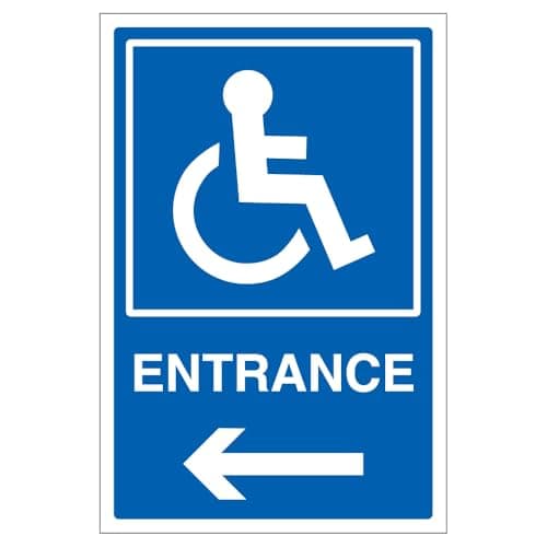 Image of V Safety Disabled Entrance Arrow Left - Super-Tough Rigid Plastic 150 x 200 mm - 2mm Super-Tough Rigid Plastic Safety Sign