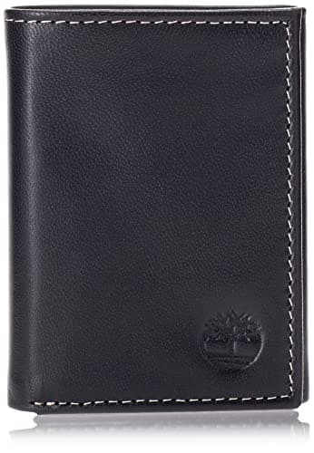 Image of Timberland mens Leather Trifold With Id Window Tri Fold Wallet, Black (Cloudy), One Size UK