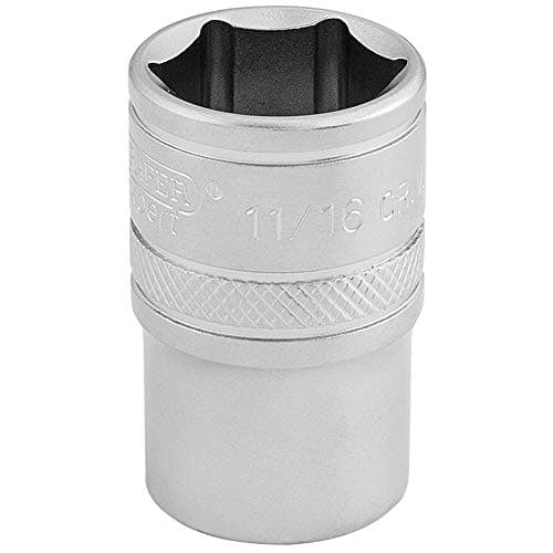 Image of Draper 16630 1/2-Inch Square Drive Micro Satin Chrome Imperial Socket, 11/16-Inch Size , Blue