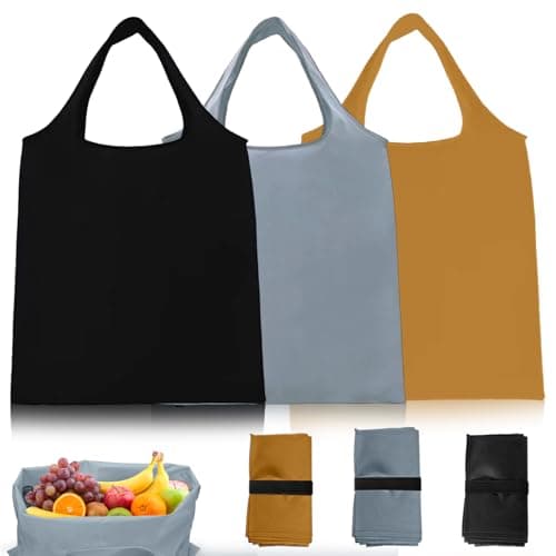 Image of RFYTDCF 3PCS Shopping Bags Foldable, Reusable Shopper Bag Folding Lightweight Bags for Handbags Tote Bag for Daily Shopping Groceries Travel Storage