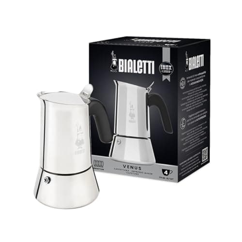 Image of Bialetti New Venus Caffettiera in Acciaio Inox, Adatta all'Induzione, Argento, 4 Tazze,Silver
