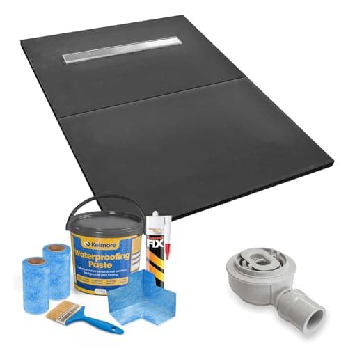 Image of Thermopanel 900 x 900 x 30mm Split Tile On Wetroom Linear Shower Tray - Home Improvement and Bathrooms - Including Grate