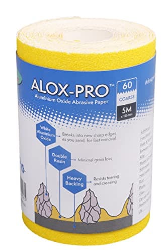 Image of Axus Decor Alox Pro Yellow Aluminum Oxide - 5m x 115mm, 60 grit Sandpaper Roll - Ideal for Wood, Paint, Metal, Automotive, and More, Ideal For Professional Painter's & DIY enthusiasts