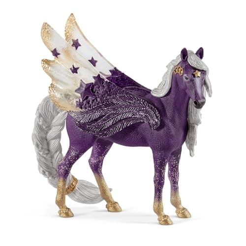 Image of SCHLEICH Bayala - Star Unicorn Pegasus Toy Figure - Purple Pegasus Figure for Girls and Boys for Imaginative Play - Magic Horse for Kids Ages 5+ | 70579