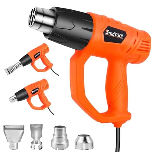 Image of 2000W Electric Hot Air Gun with 4Nozzles, Heat Gun Dual Temp 300℃ & 600℃ Variable Temperature, Overload Protection, for Crafts, Paint Stripping, Heat Shrink, Vinyl Wrap, Candle Making, Resin, Orange