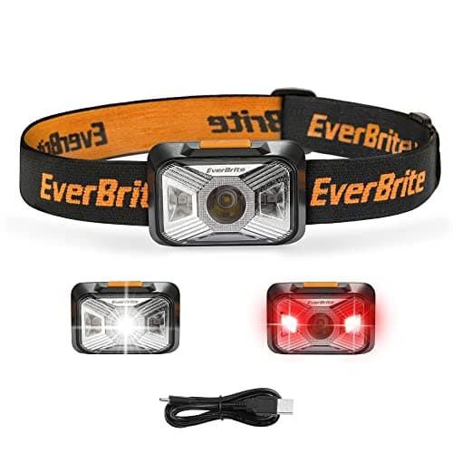 Image of EverBrite Head Torch Rechargeable, LED Headlight Super Bright with Red Light, 250 Lumen 4 Modes Lightweight Headlamp, for Power Cuts, Emergency, Running, Hiking