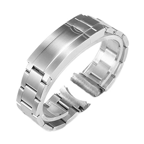 Image of LUGEMA Watch Bracelet Compatible With Rolex DAYTONA GMT Submariner Watch Accessories Metal Strap Stainless Steel Pull Clasp Watch Band Chain 20mm (Color : Matte silver, Size : 20mm No Logo)