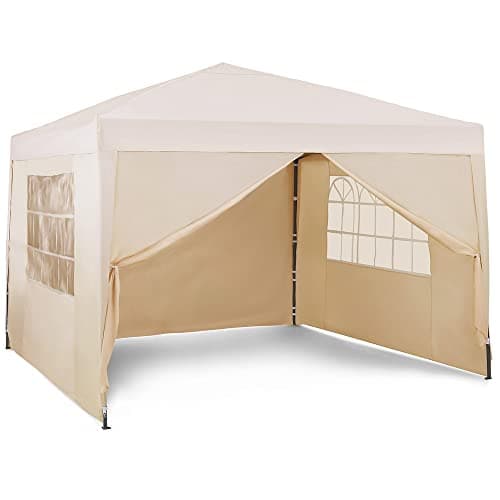 Image of VonHaus Pop Up Gazebo 3 x 3m – Outdoor Garden Marquee Shelter Canopy with Removable Sides, Storage Bag, Leg Weight Bags, Pegs & Cords – Waterproof, Heavy Duty Steel Frame, Easy No Tool Assembly