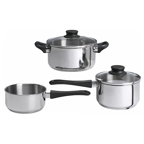 Image of ZRIZAURA ANNONS 5-Piece Cookware Set Stainless Steel Pots with Glass Lids, Induction-Compatible Cookware for Gas, Electric & Ceramic Hobs, Everyday Home Kitchen Use