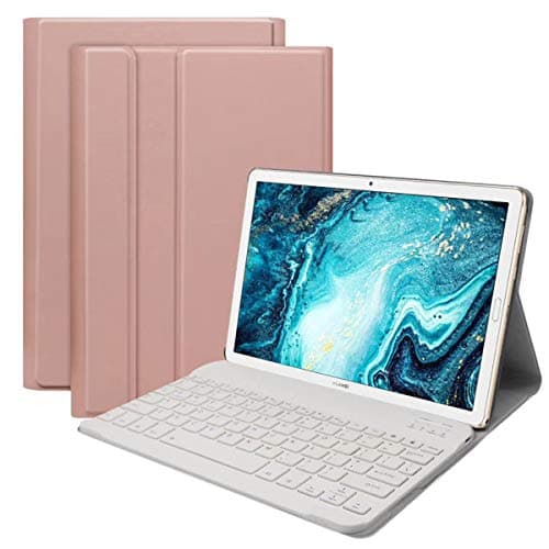 Image of Claelech For Huawei MediaPad M6 10.8 Keyboard Case, Magnetic Slim Flip Leather Case Stand Cover with Detachable Wireless Bluetooth Keyboard M6 10.8 2019 (Rose Gold)