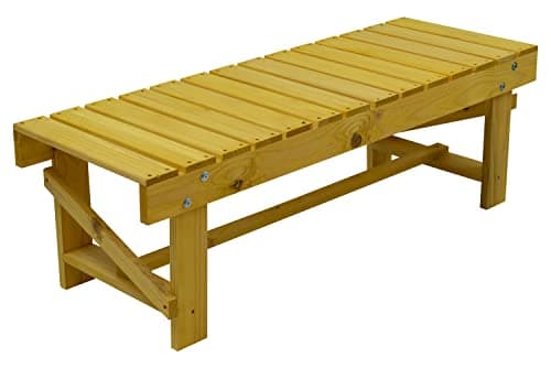 Image of Woodside Wiverton 2 Seater Garden Patio Bench, Outdoor Wooden Loveseat, Hard Pine Wood