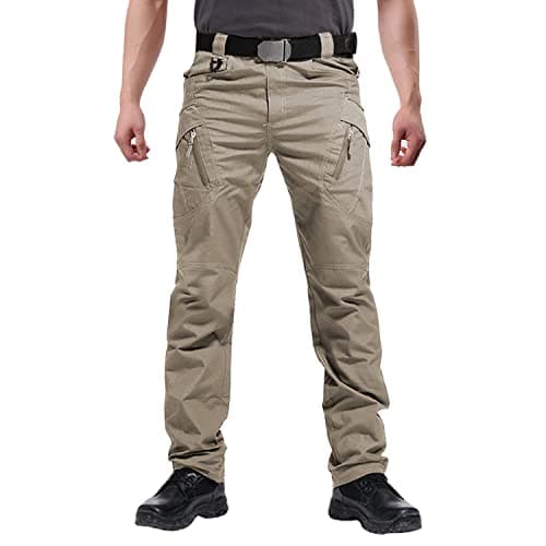 Image of FEDTOSING Men's Outdoor Cargo Work Trousers Military Tactical Pants Combat Ripstop Trousers (Khaki 34W / 30L)