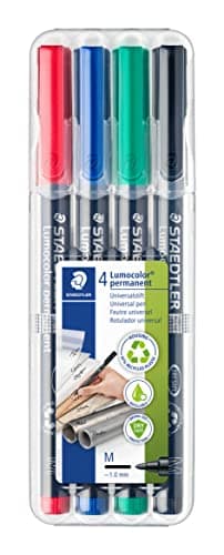 Image of STAEDTLER 317 WP4 Lumocolor Permanent Pen, Medium Line Width, 1.0mm - Assorted Colours (Pack of 4)